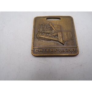 Vintage Caterpillar Brass Bulldozer Fob Heavy Equipment CAT Logo 1.5 Inch Square